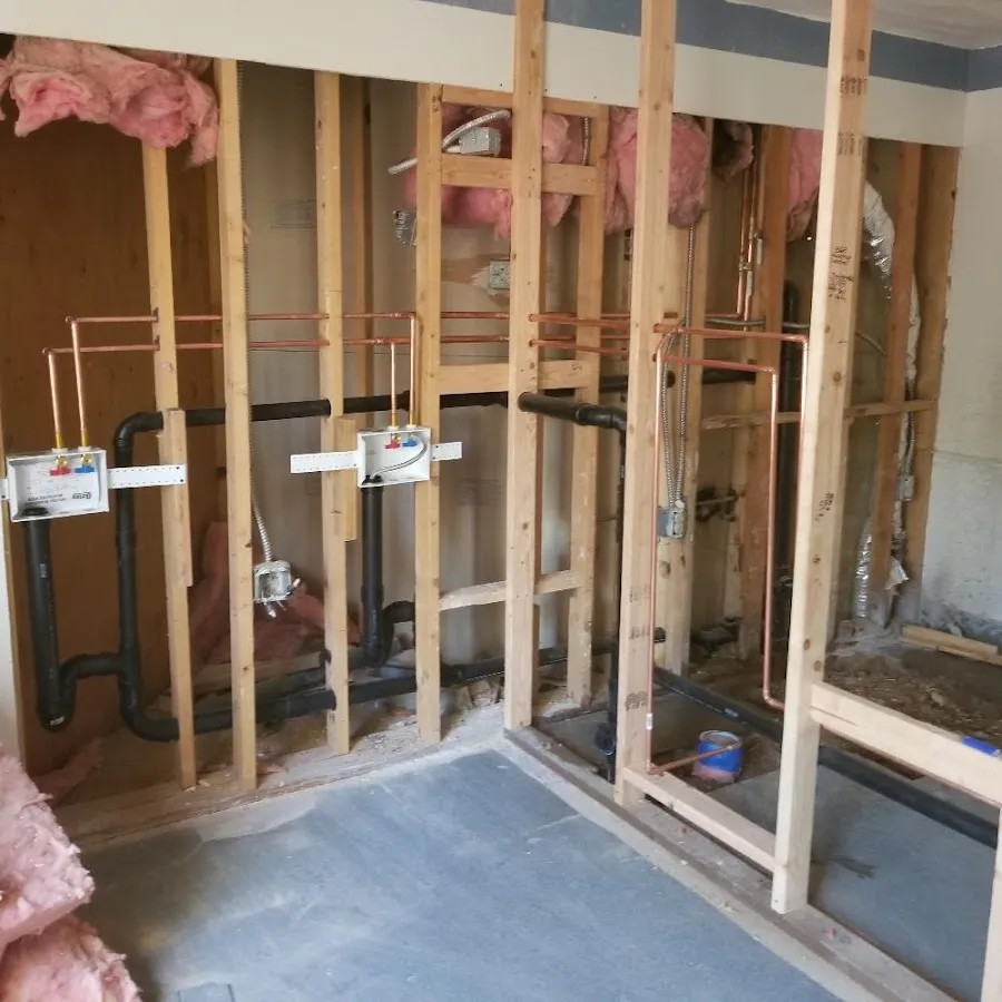Copper pipe rough-in and plumbing installation in Goldsboro
